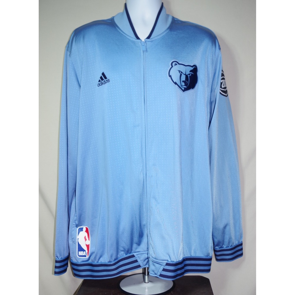 Adidas Memphis Grizzlies NBA Men's 2XL Warm Up Jacket Light Blue Full Zip
